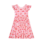 Very Cherry - Ruffled Capsleeve Basic Twirl Dress