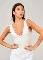 White V-Neck Second Skin Bodysuit