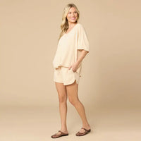 Warm Sand - Terry Relaxed V Neck With Short Set