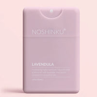 Noshinku Lavendula hand sanitizer bottle on a light pink background
