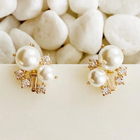 Estate Pearl and Shine Stud Earrings