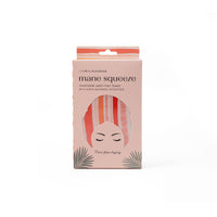 Mane Squeeze satin hair towel packaging on a white background