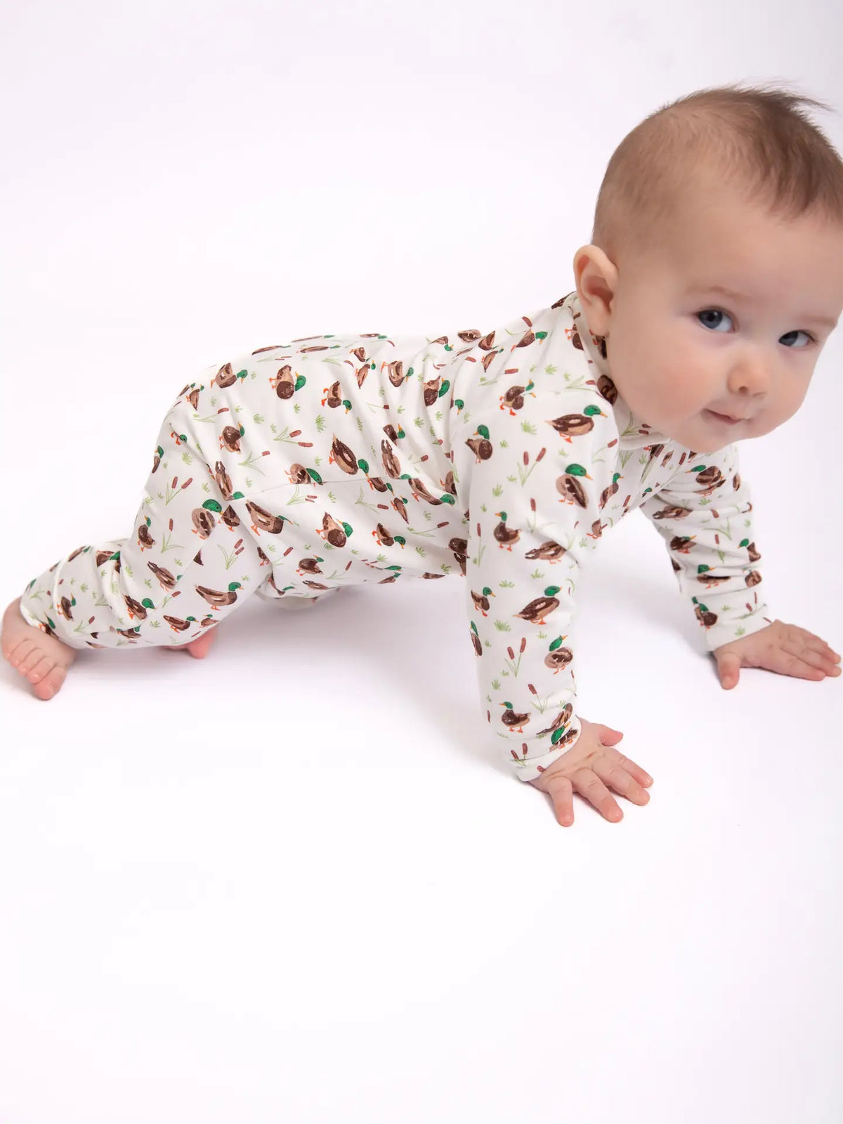 Sweatshirt Polo Romper - Mallard Ducks