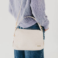 Harper Hobo Woven Shoulder Bag: Cream