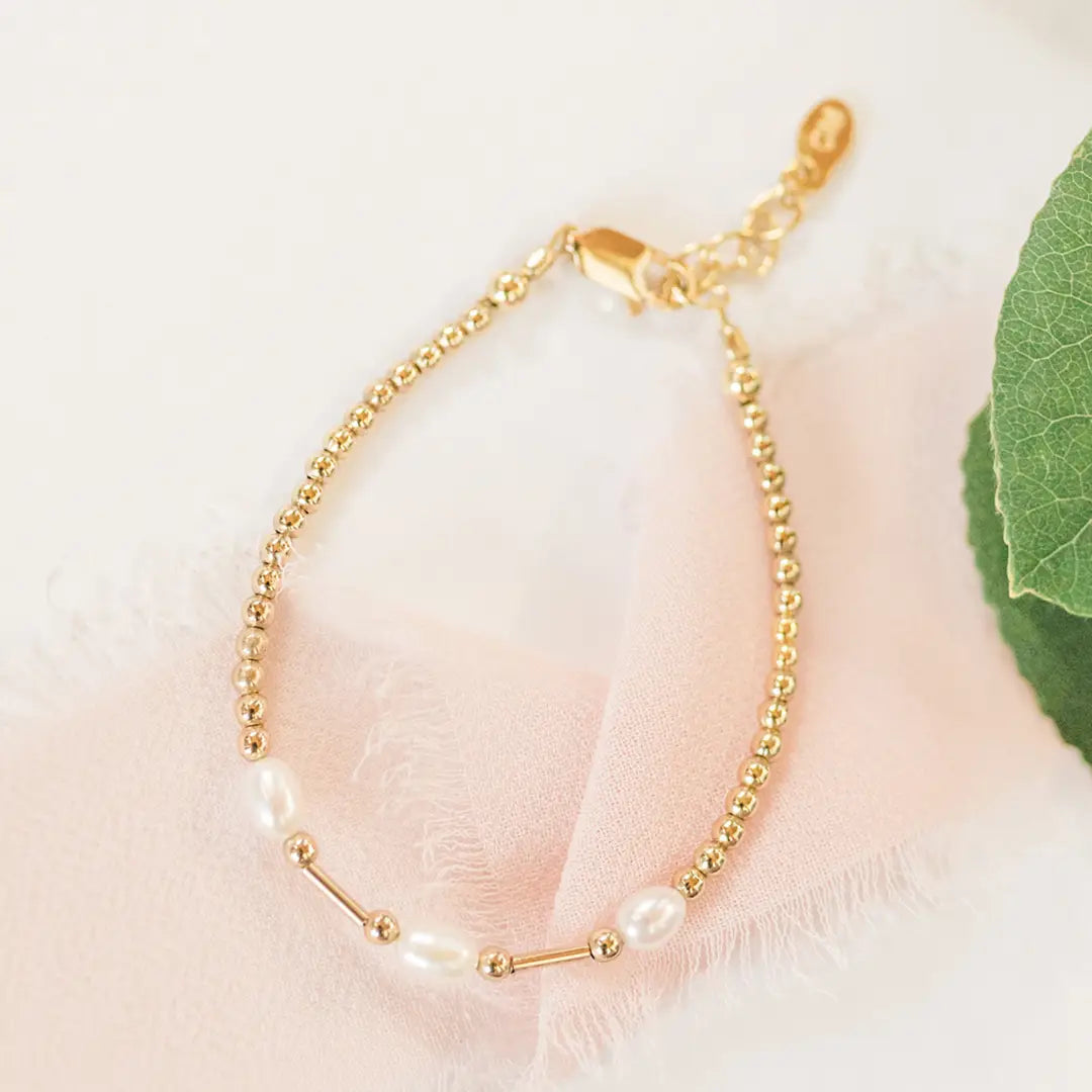 Little Girls14K Gold-Plated Pearl Baby Bracelet For Kids