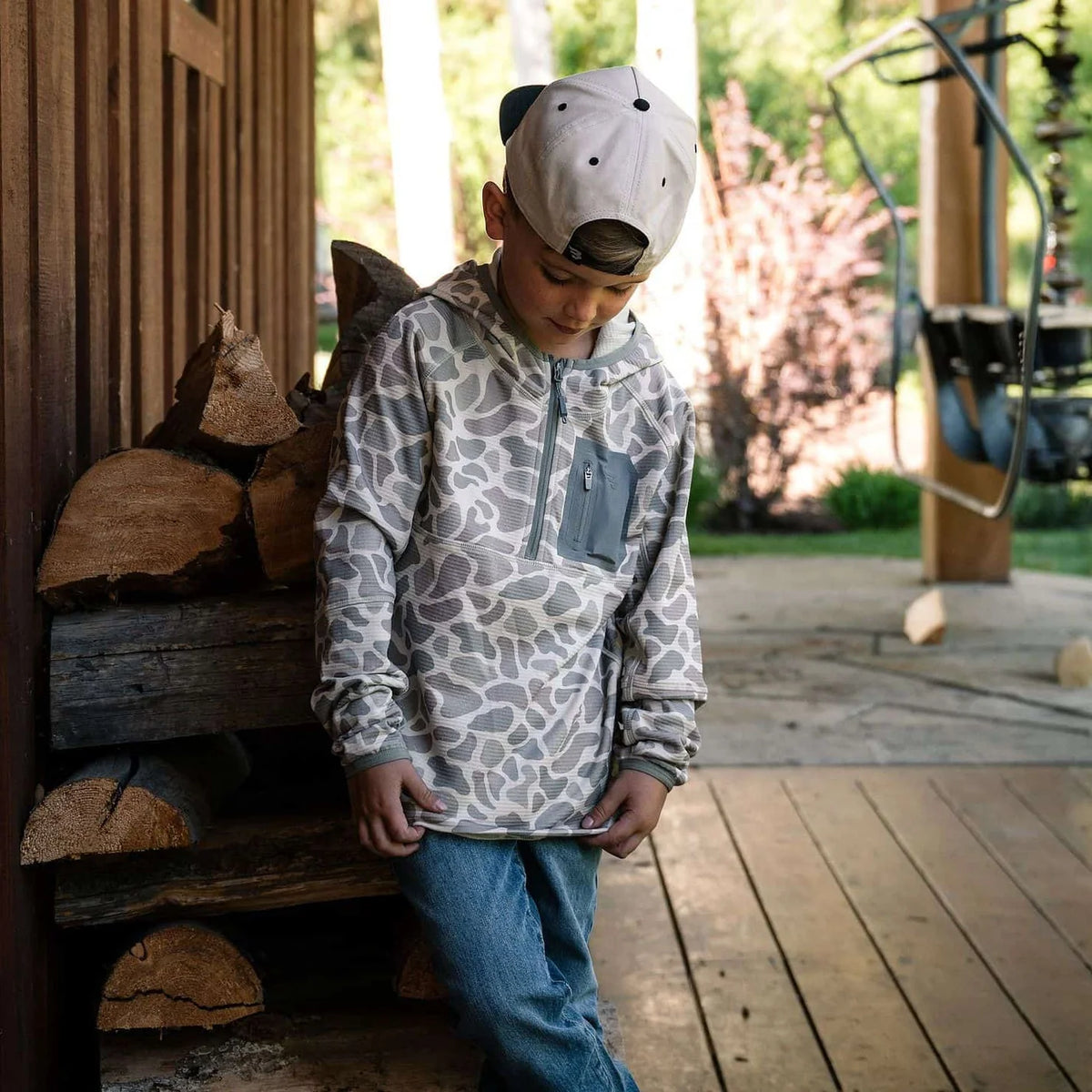Youth Blaze Tech - Quarter Zip - Classic Deer Camo