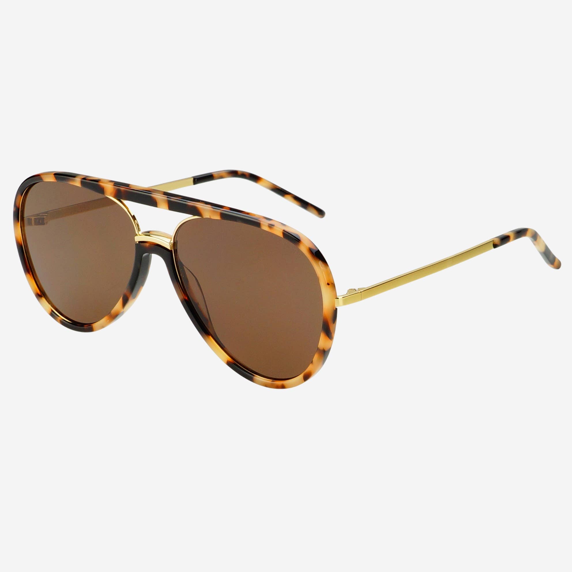 Shay Unisex Aviator Sunglasses : Milky Tortoise / Brown