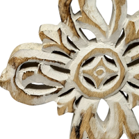 Double Sided Carved Mango Wood San Cristobal Table Cross