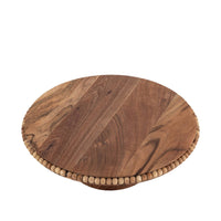 Acacia Wood Beaded Footed Cake Plate