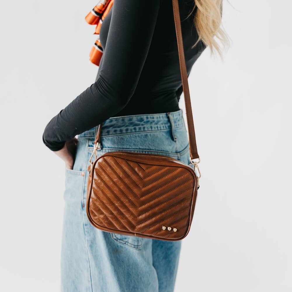 Coco Quilted Camera Crossbody Bag: Mocha