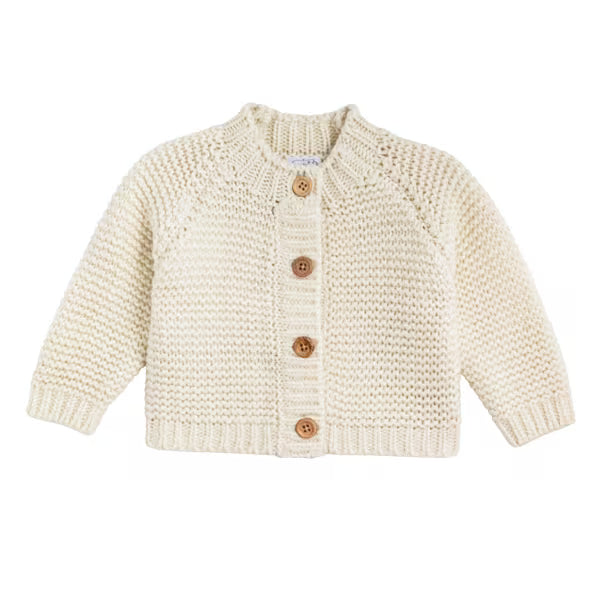 Ivory Garter Stitch Cardigan M