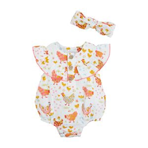 Floral Chicken Baby Romper Set