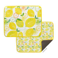 Lemon Plaid Dish Drying Mats