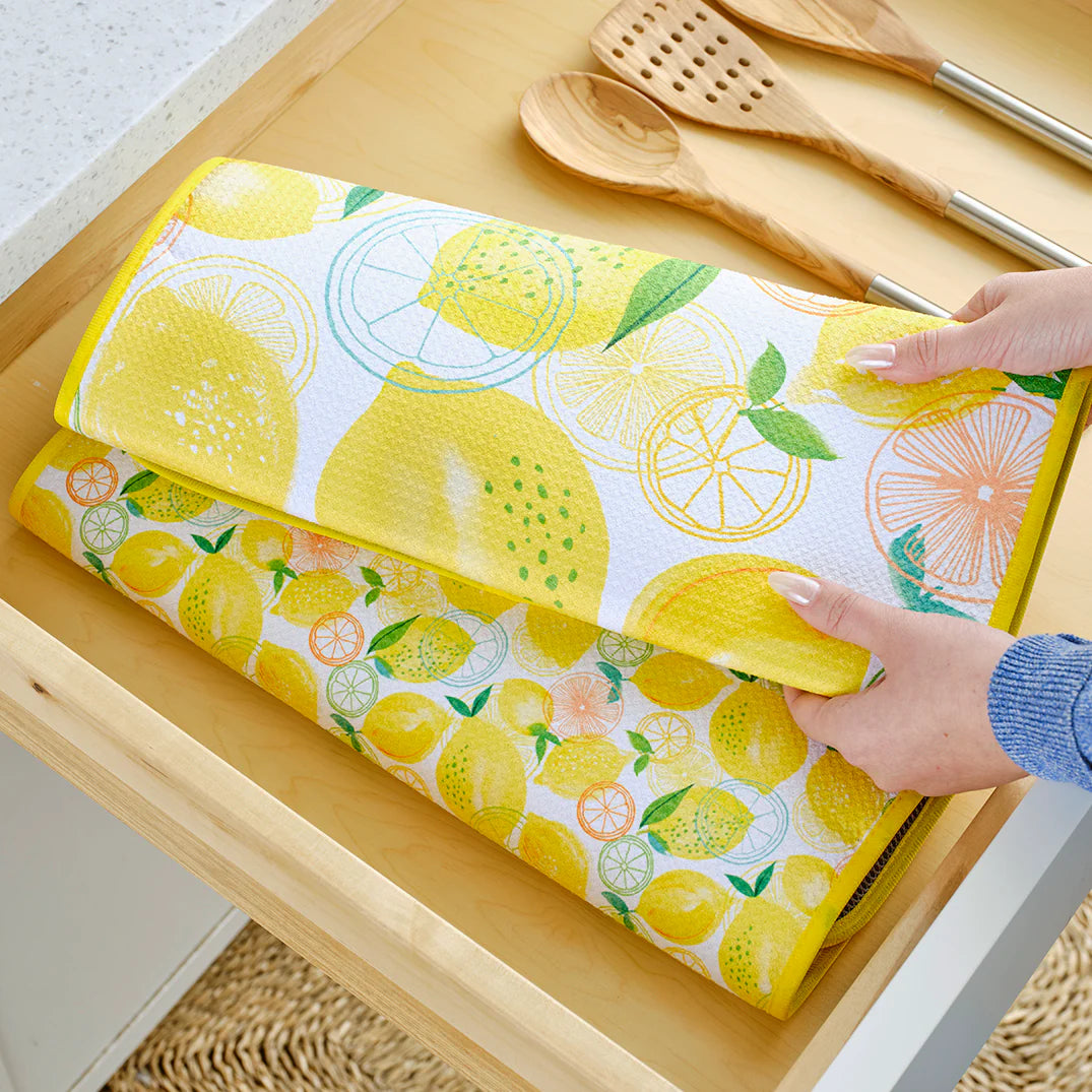 Lemon Plaid Dish Drying Mats