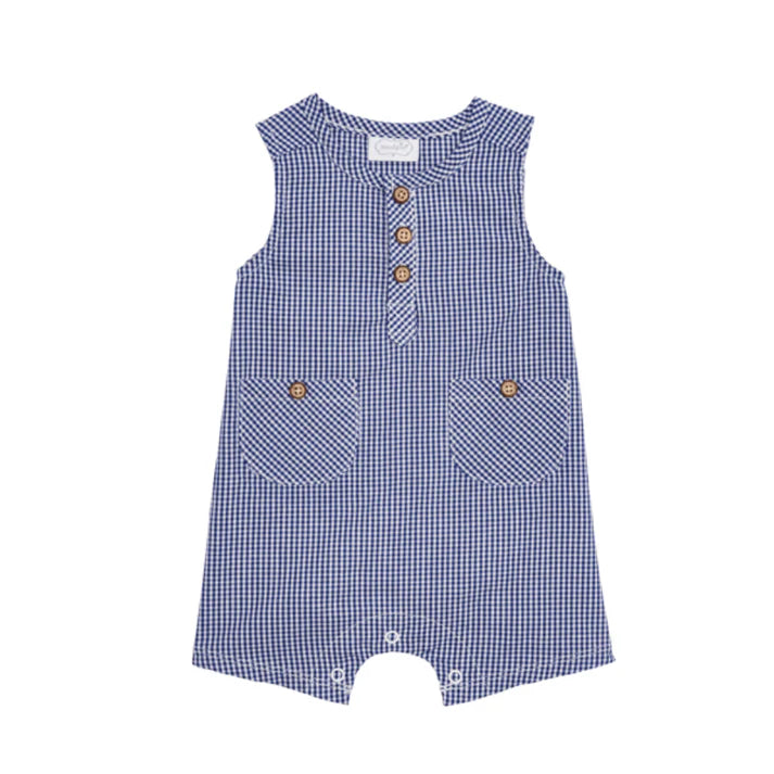 Navy Gingham Romper