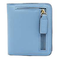 Women's Small Compact Bifold Luxury Wallet With Window ID: Blue