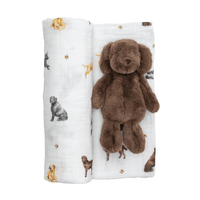 Lab Swaddle And Rattle Set