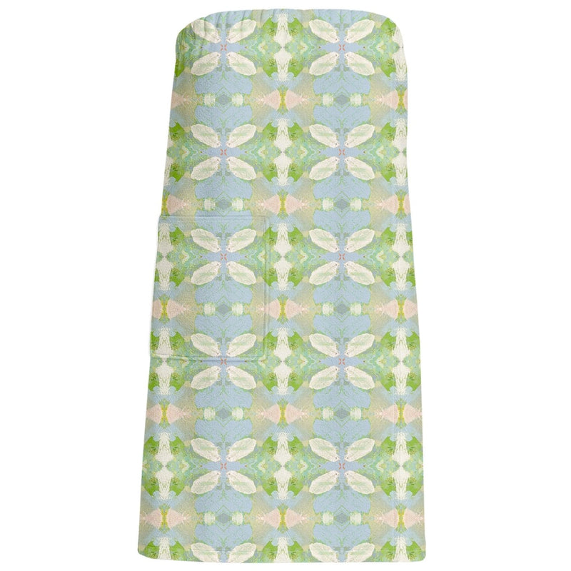Bath towel with a floral pattern on a white background