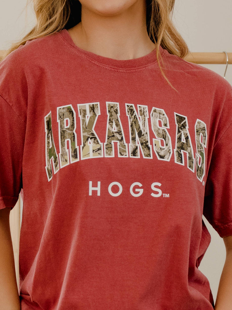 Arkansas Razorbacks Camo Filled Gault Cardinal CC Tee