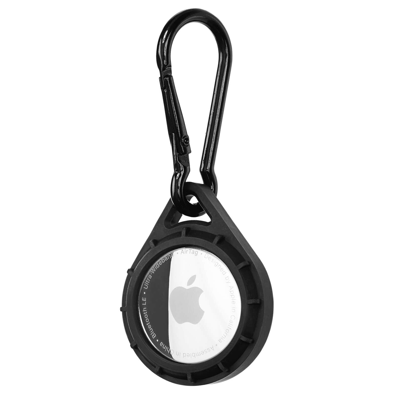 Black keychain case with Apple logo on a white background