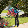 Ever Fliers Rainbow Checkers Delta Kite with Tail and Reel