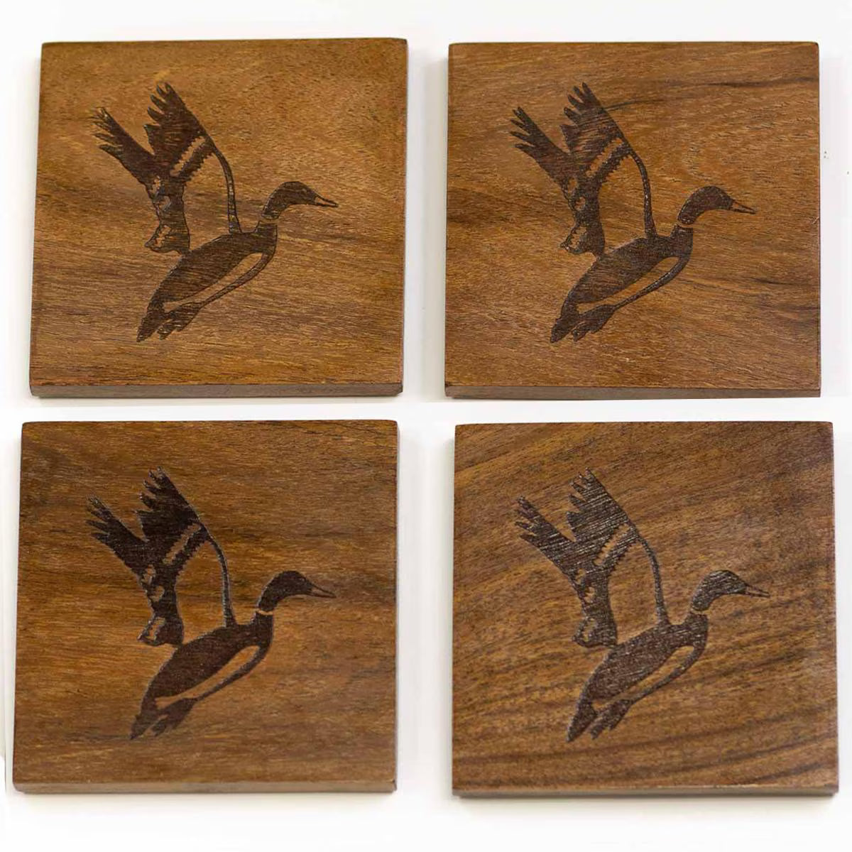 Duck Etched Wood Coasters