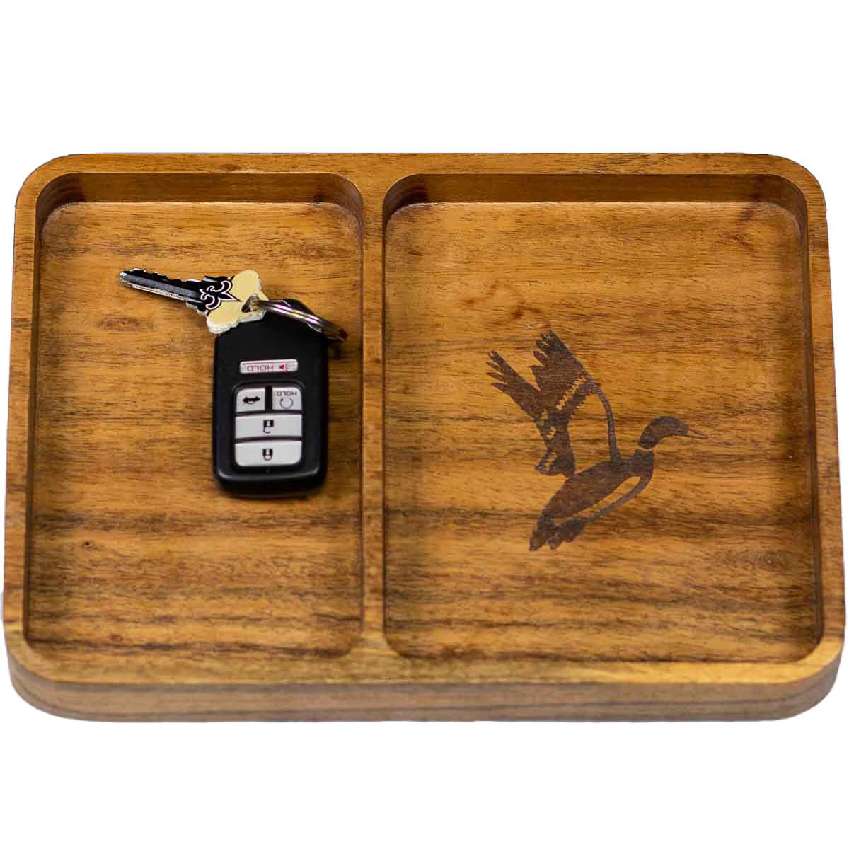 Duck Etched Wood Valet Tray