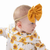 Solid Muslin Sunflower Bow On Headband