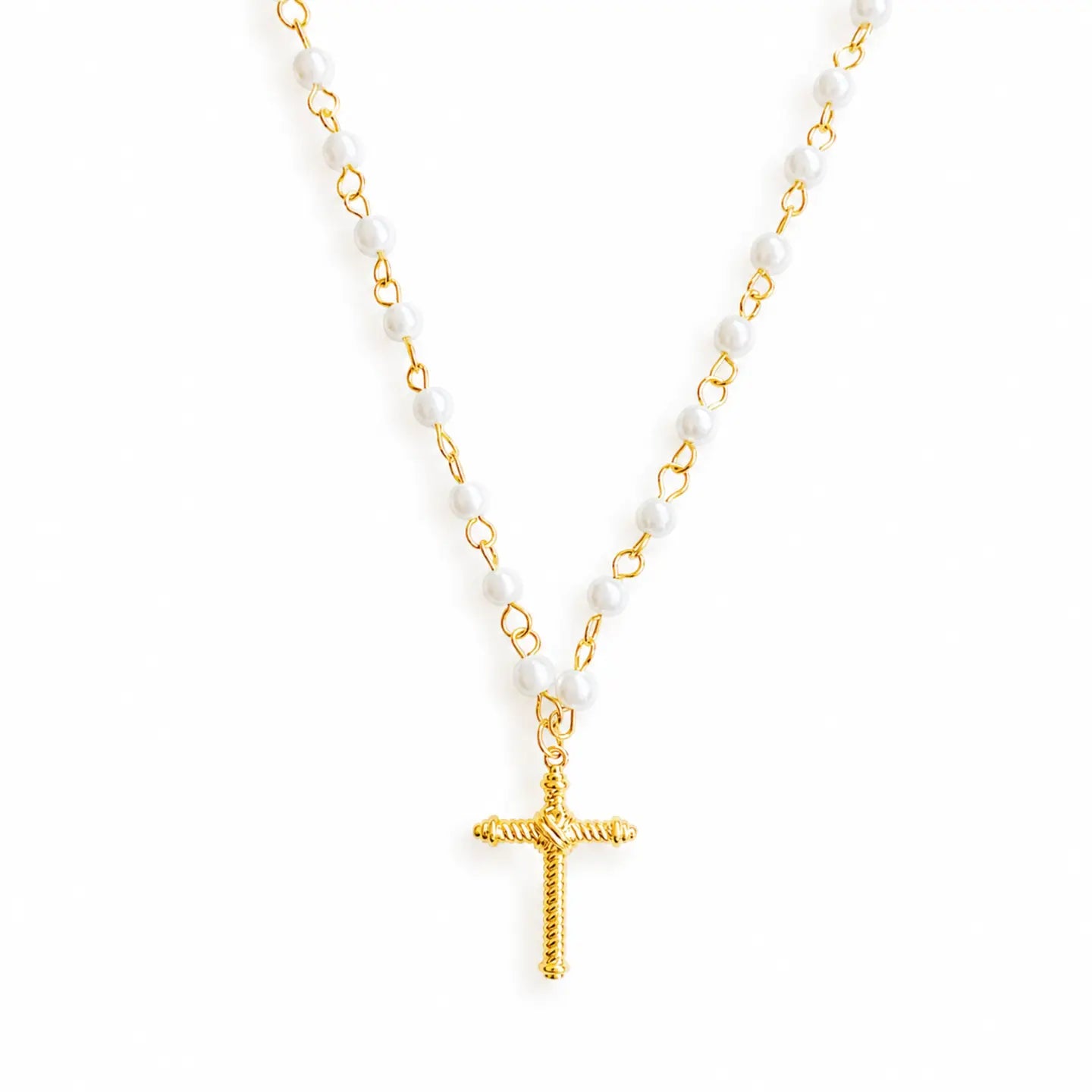 Cabled Cross Pendant Necklace