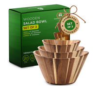 Wavy Wooden Salad Bowls