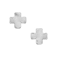 Mini Square Cross Stud-Silver