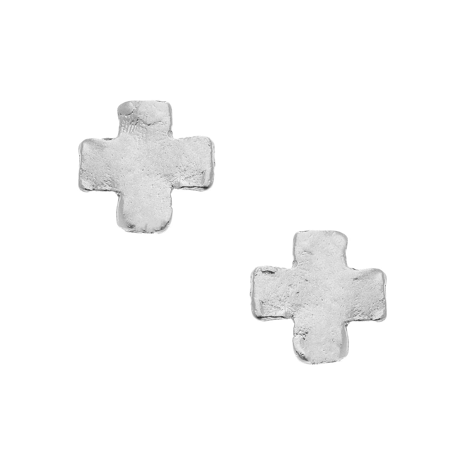 Mini Square Cross Stud-Silver
