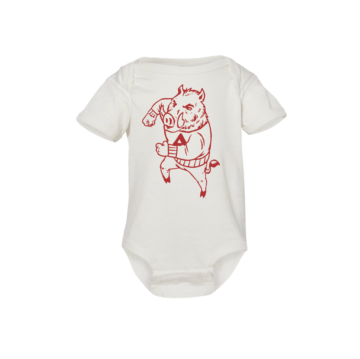 Youth Vintage Razorback Tee: Vintage White + Cardinal