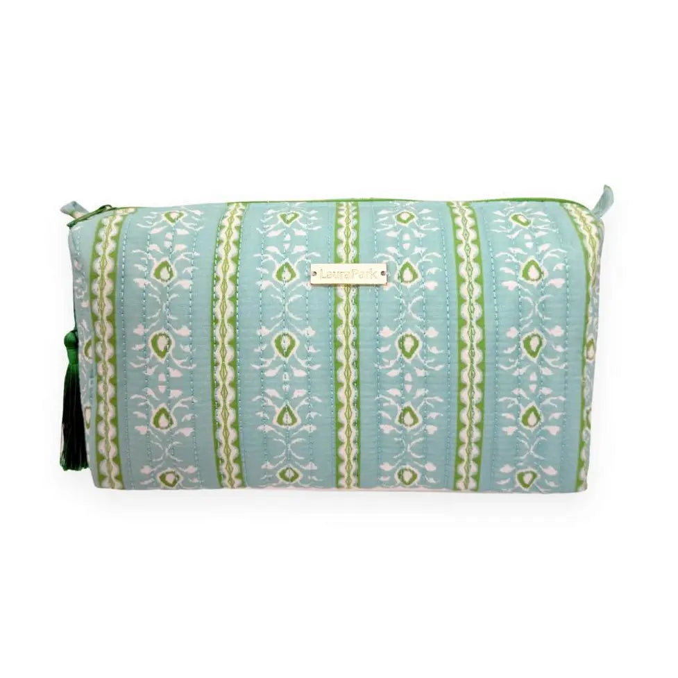 Rosemary Stripe Blue Signature Large Cosmetic Bag