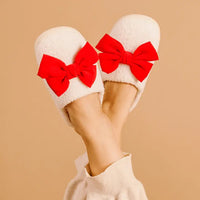Betty Bow Red Fuzzy Slippers