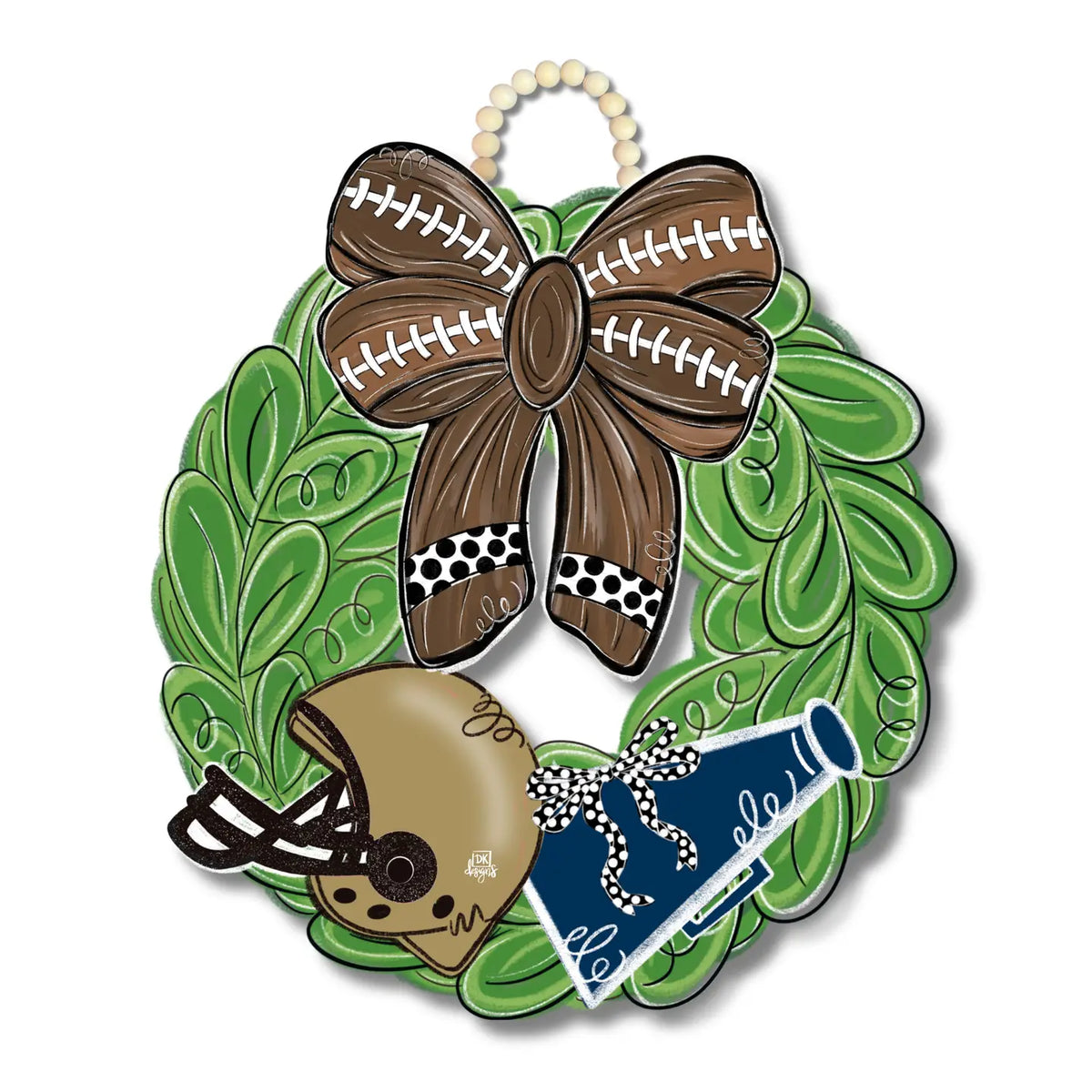 Navy And Gold Football Wreath Door Hanger