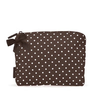 Crinkle Makeup Bag-Espresso Polka Dot Bow