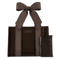 Classic Jelly Tote with Tote Organizer-Espresso Polka Dot Bow