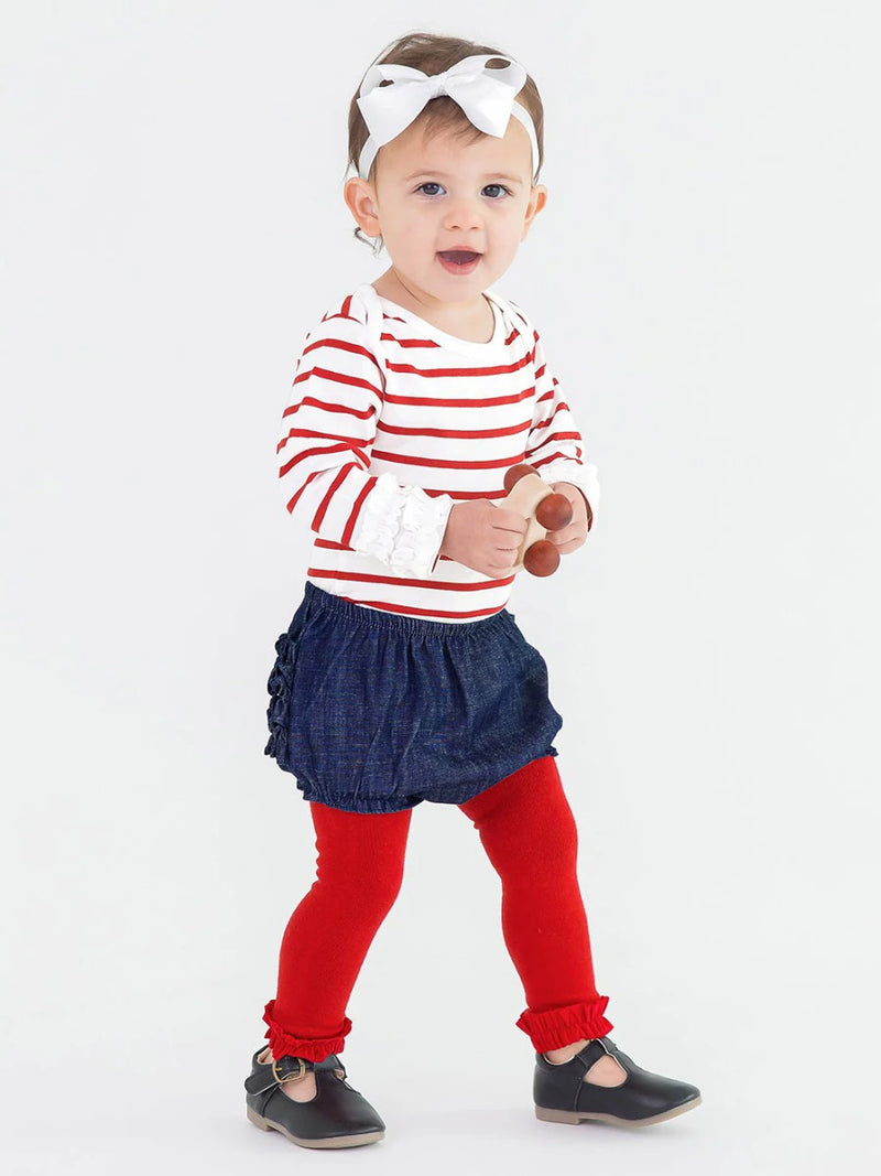 Red Footless Ruffled Tights