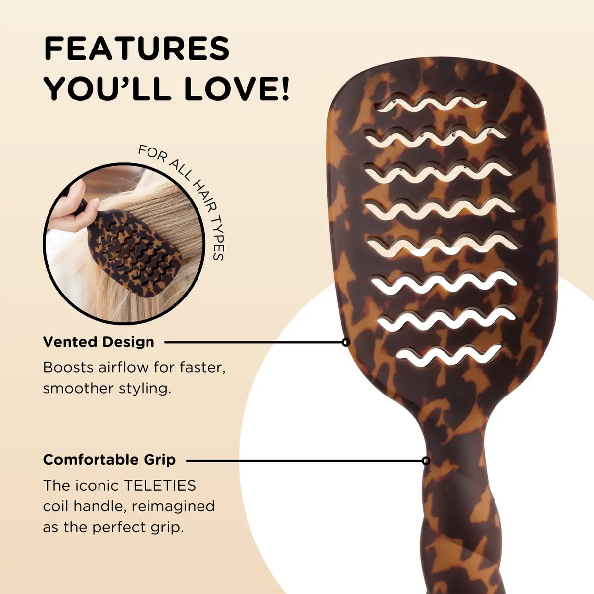 Vented Brush - Full Size - Tortoise