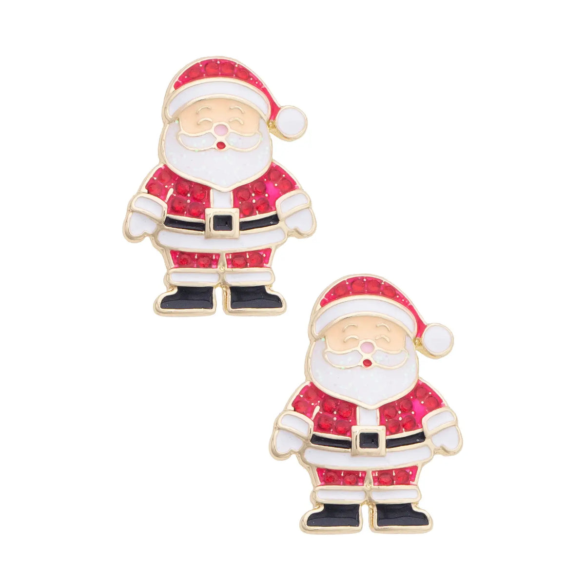 Jolly Santa Stud Earrings in Red & White