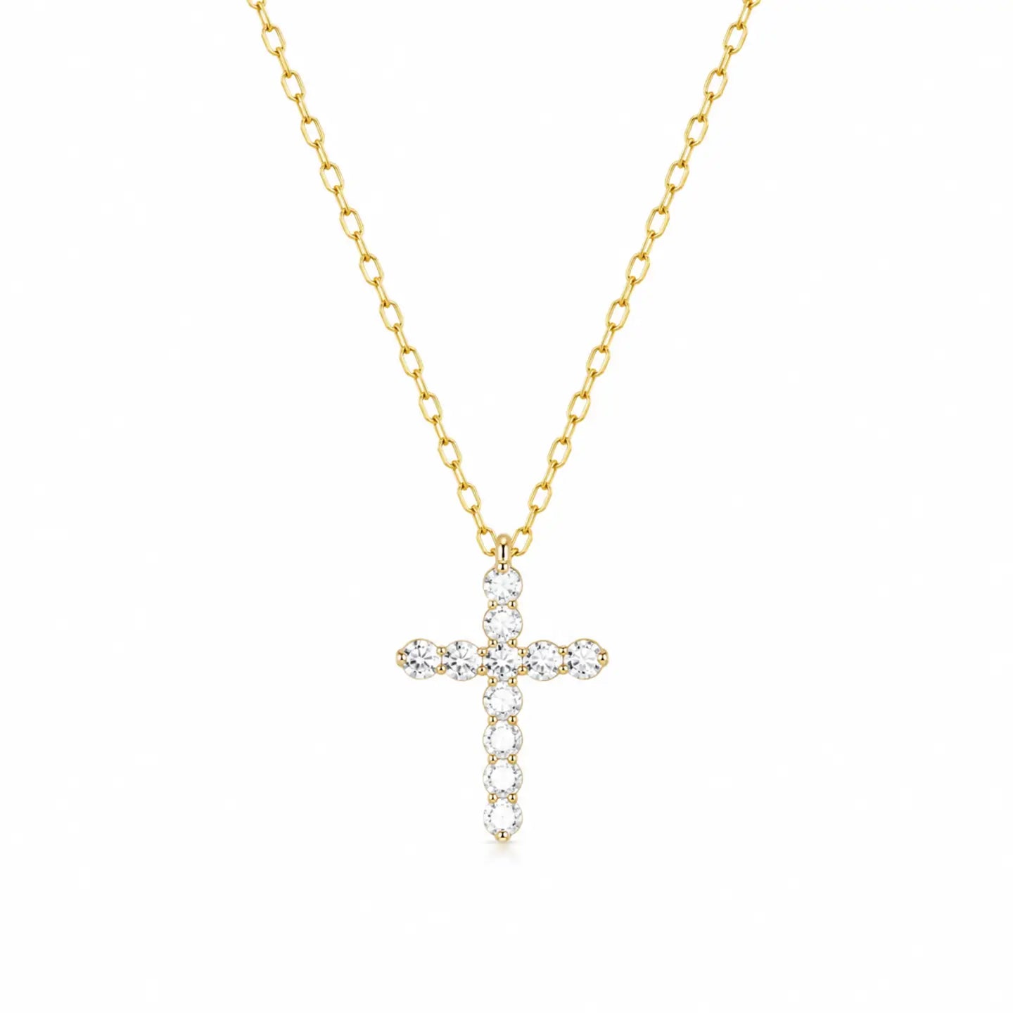 Faceted Crystal Cross Necklace