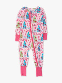 Merry & Bright Christmas Bows Convertible Ruffle Footie Pajamas