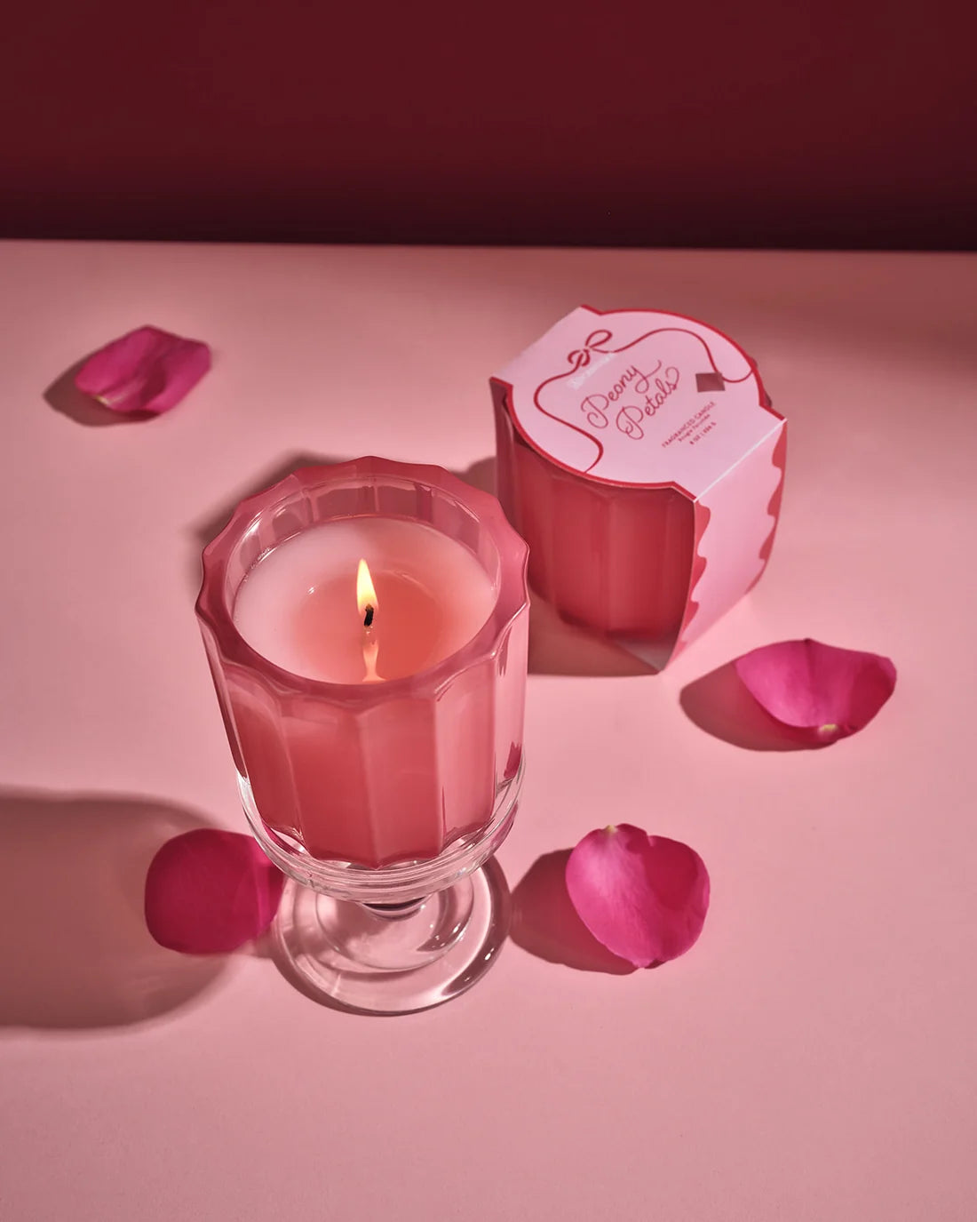 Peony Petals Ribbed Glass Candle