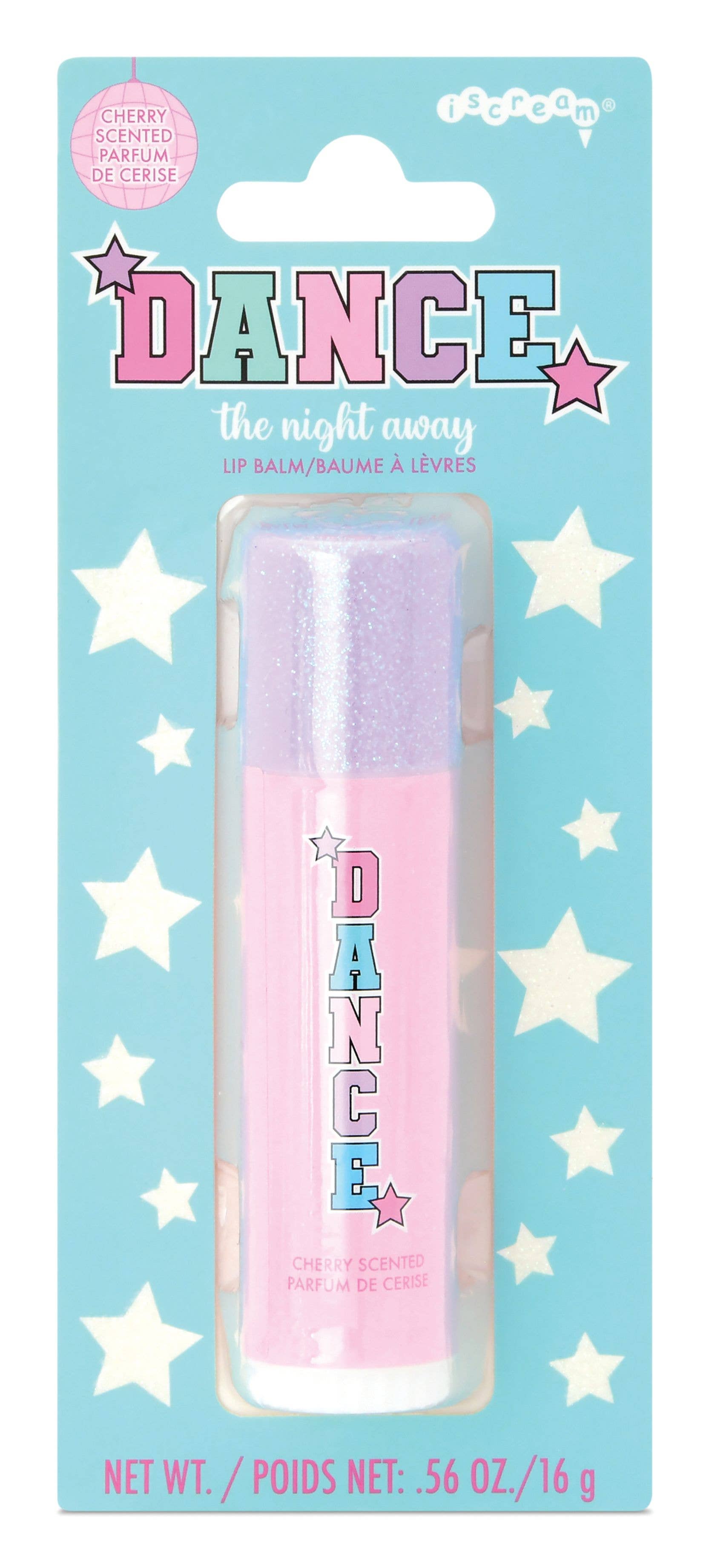 Dance lip balm in pink case in blue box