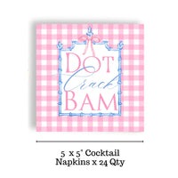 Dot Crack Bam Pink Plaid Cocktail Napkin 24 Ct