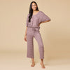 Dream Relaxed V-neck with Capri Lounge Set-Driftwood Stripe