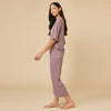 Dream Relaxed V-neck with Capri Lounge Set-Driftwood Stripe