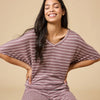 Dream Relaxed V-neck with Capri Lounge Set-Driftwood Stripe