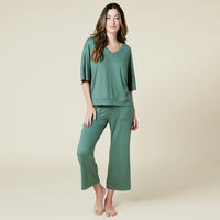 Dream Relaxed V-Neck with Capri Lounge Set- Dusty Green